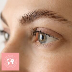 Eyebrow lamination course manual - close up of a model's eyes
