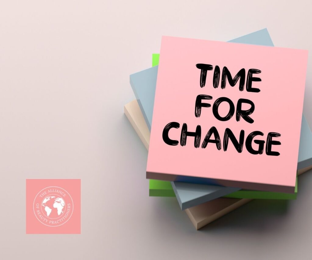 beauty therapy industry it's time for change as written on this stack of post-it notes