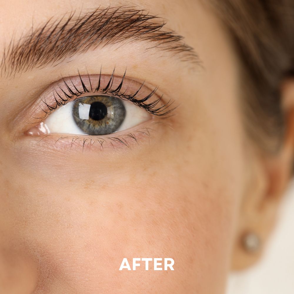 Close up of a female eye after lifted lashes for holidays