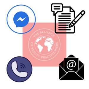 chat with real people - ABP logo with a messenger, email, phone and contact form symbols surrounding it